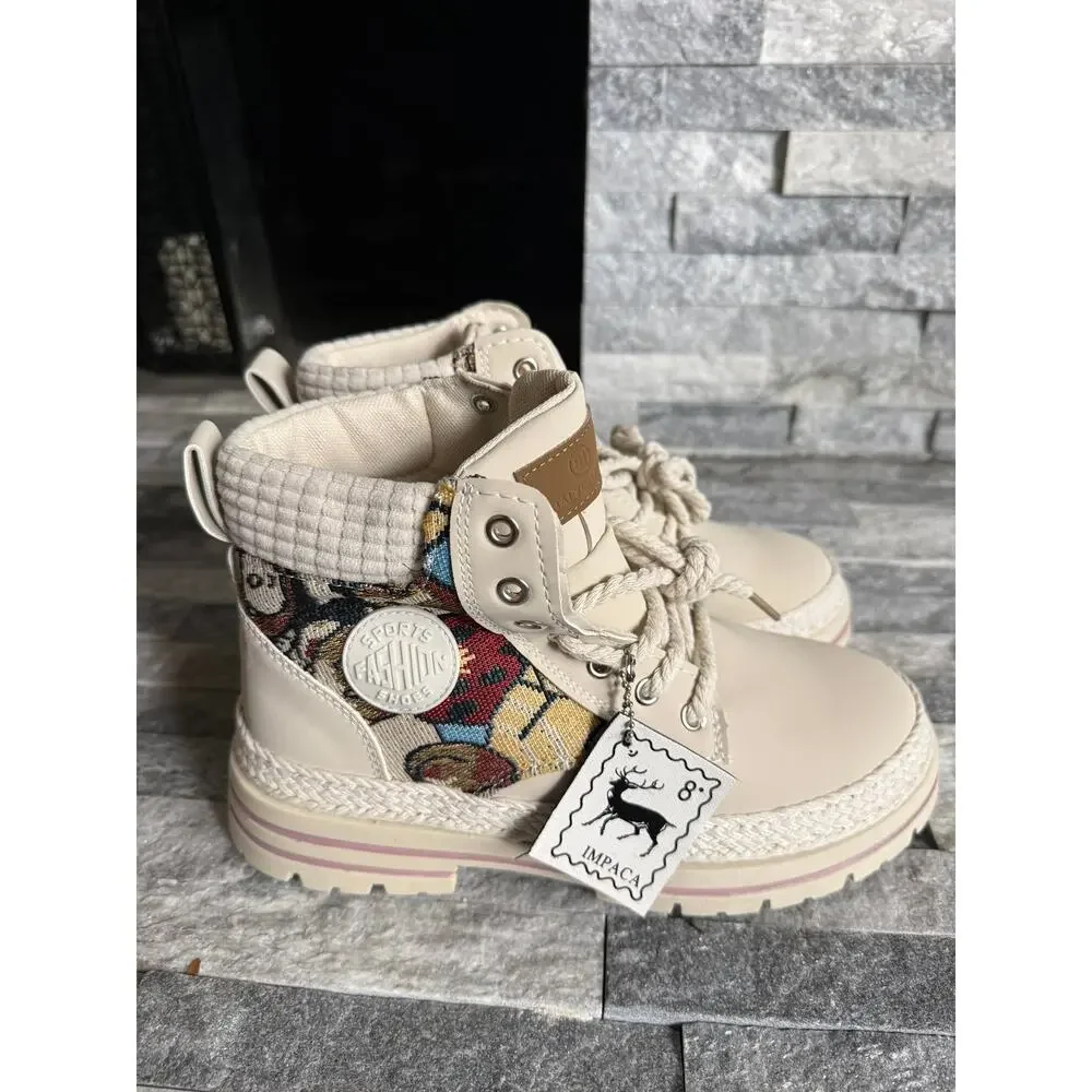 Men's Classic Versatile Workwear Boots, Cartoon-Detailed Surface Mens 9.5